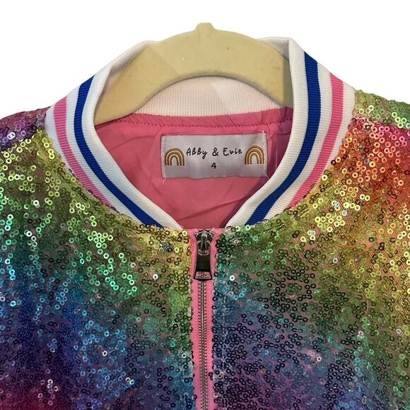 Abby & Evie Toddler Girls Light Weight Sequin Ombre Bomber Jacket 3T - Picture 2 of 14